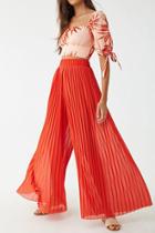 Forever21 Sheer Accordion-pleated Palazzo Pants
