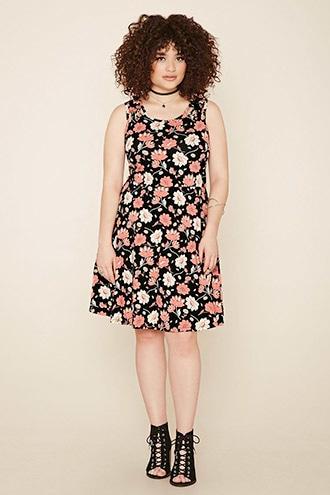 Forever21 Plus Women's  Plus Size Floral Cutout Dress