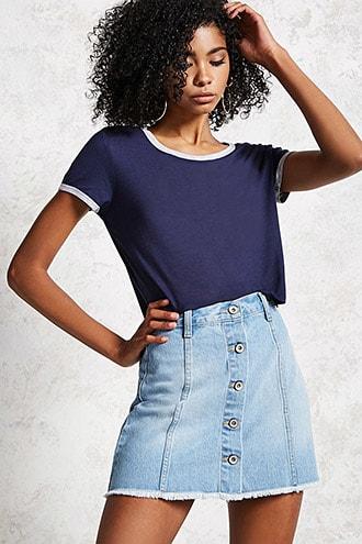 Forever21 Button Denim Mini Skirt