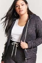 Forever21 Plus Size Marled Knit Zip-front Hoodie