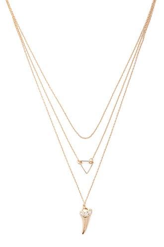 Forever21 Layered Horn & Triangle Pendant Chain Necklace