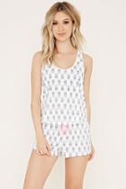 Forever21 Women's  Cream & Black Pineapple Print Pj Set