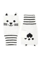 Forever21 Cream & Black Cat Print Fingerless Gloves