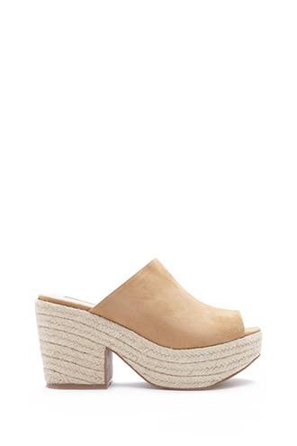 Forever21 Women's  Tan Faux Suede Espadrille Sandals