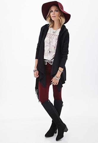 Forever21 Hooded Drape Cardigan