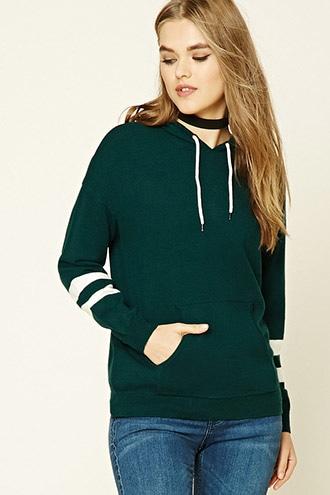 Forever21 Hooded Varsity Stripe Sweater