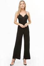 Forever21 Satin Lace-trim Cami Jumpsuit