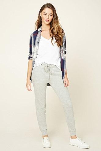 Forever21 Women's  Heather Grey French Terry Knit Sweatpants