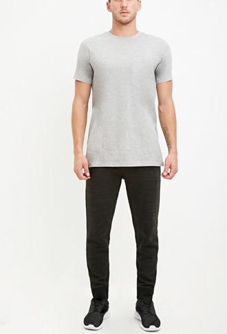 21 Men Marled Drawstring Joggers (olive/heather Grey)
