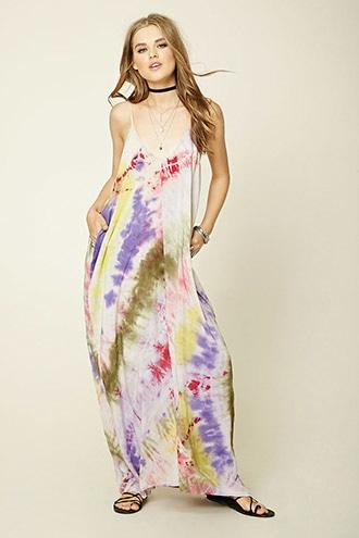 Forever21 Women's Lovestitch Tie-dye Maxi Dress
