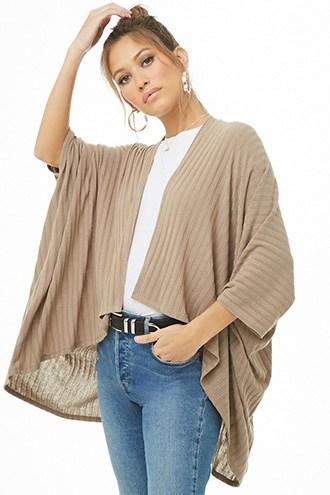 Forever21 Ribbed Handkerchief-hem Cardigan