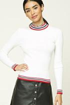 Forever21 Ribbed Knit Striped Trim Top