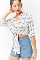 Forever21 Tie-front Grid Shirt