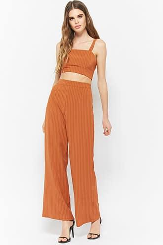 Forever21 Pinstriped Wide-leg Pant