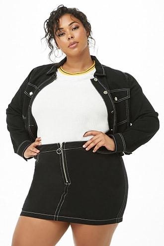 Forever21 Plus Size Pull-ring Denim Skirt