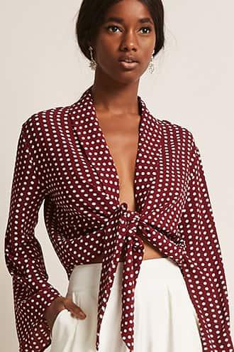 Forever21 Polka Dot Self-tie Top