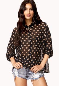 Forever21 Polka Dot Dolman Shirt
