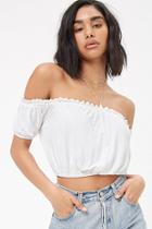 Forever21 Eyelet Ruffle Trim Top