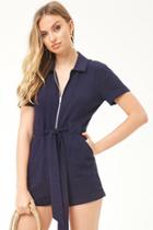 Forever21 Linen-blend Zip-front Romper
