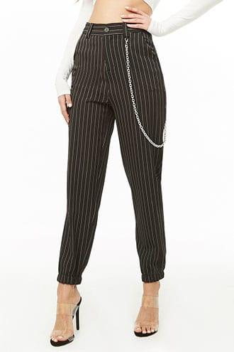 Forever21 Pinstriped Chain Accent Pants