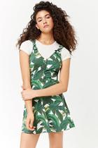 Forever21 Leaf Print Button-front Dress
