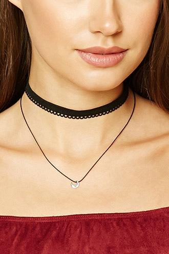 Forever21 Crescent Charm Layered Choker