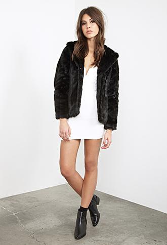 Forever21 Faux Fur Coat Black Small