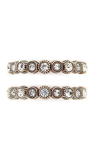 Forever21 Antique Gold & Clear Rhinestone Stretch Bracelet Set
