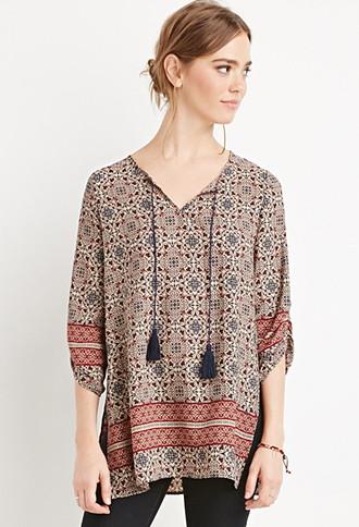 Forever21 Floral Print Peasant Top