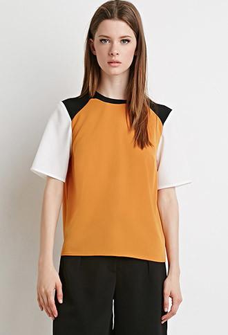 Forever21 Crepe Colorblock Top