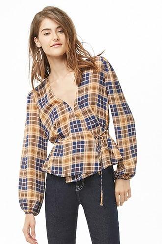 Forever21 Plaid Wrap Top