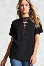 Forever21 Lace-up Front Tee
