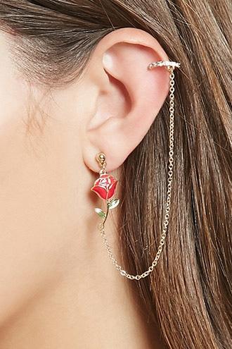 Forever21 Rose & Rhinestone Ear Cuff