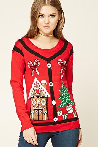 Forever21 Gingerbread House Tree Sweater