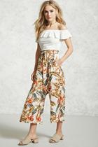 Forever21 Tropical Tie Waist Culottes