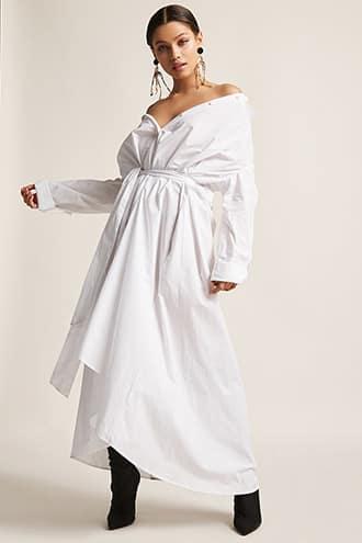 Forever21 Poplin High-low Maxi Shirt Dress