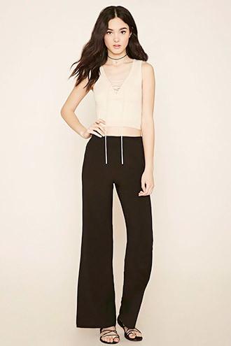 Forever21 Women's  Textured Wide-leg Pants