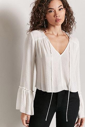Forever21 Metallic Peasant Top