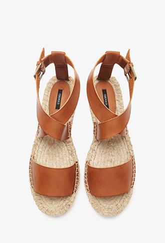Forever 21 Faux Leather Espadrille Sandals Camel 10