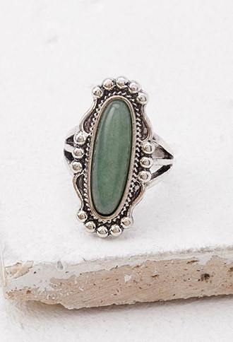 Forever21 Faux Stone Cocktail Ring (jade/b.silver)