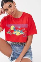 Forever21 Beaded Fringe Tropical Graphic Tee