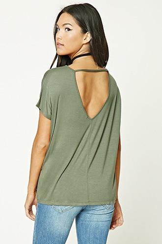 Forever21 Women's Boxy V-cut Back Top