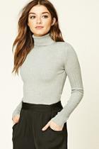 Forever21 Women's  Heather Grey Ribbed Knit Turtleneck