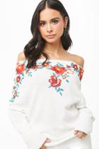 Forever21 Floral Embroidered Off-the-shoulder Top