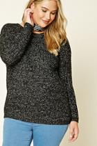 Forever21 Plus Women's  Black & Cream Plus Size Cutout-back Sweater