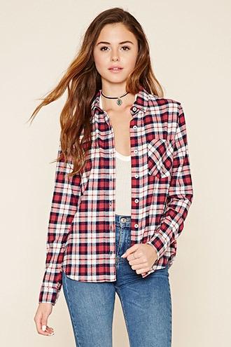 Forever21 Women's Woven Plaid Shirt