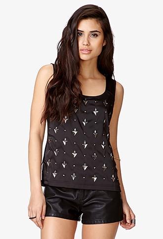 Forever21 Bejeweled Satin Tank