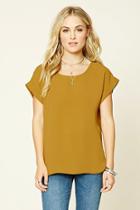 Forever21 Women's  Mustard Classic Boxy Top