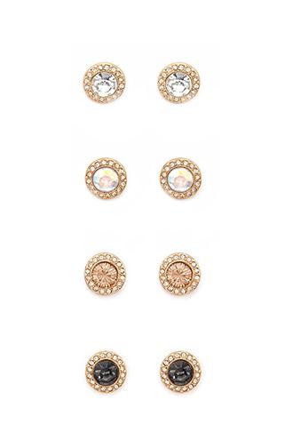 Forever21 Gold & Clear Faux Gem Rhinestone Stud Set