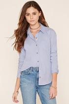 Forever21 Women's  Slim-fit Pocket Oxford Shirt
